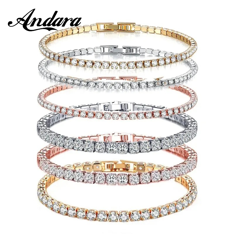 Tennis Bracelet Cubic - 925 Sterling Zilver Rose Gold Tennisarmband
