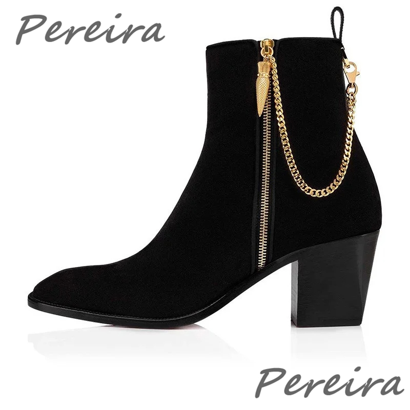 Anklet Foot Chain - Heren Suède Enkellaarsjes Gouden Ketting Zwart