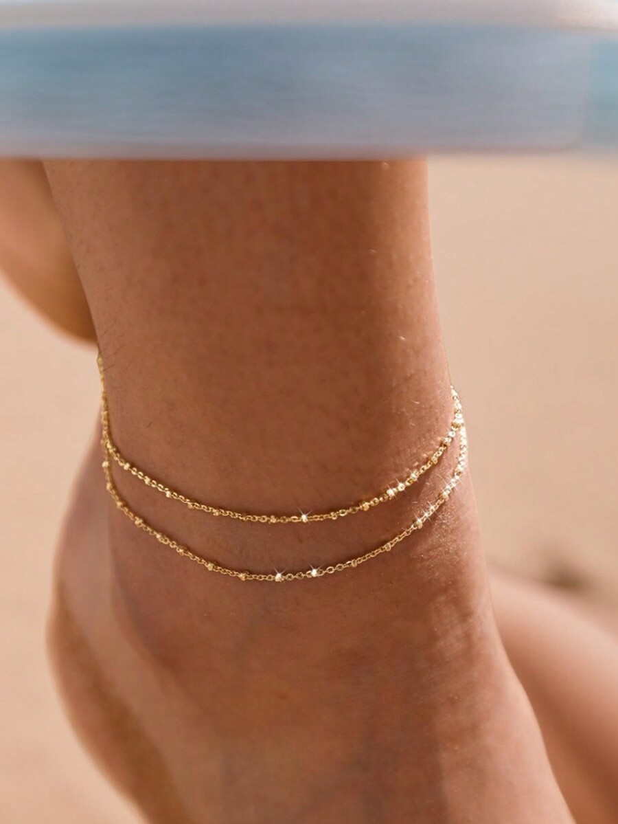 Anklet Foot Chain - 1 stuk roestvrijstalen dubbellaagse enkelband, Boheemse
