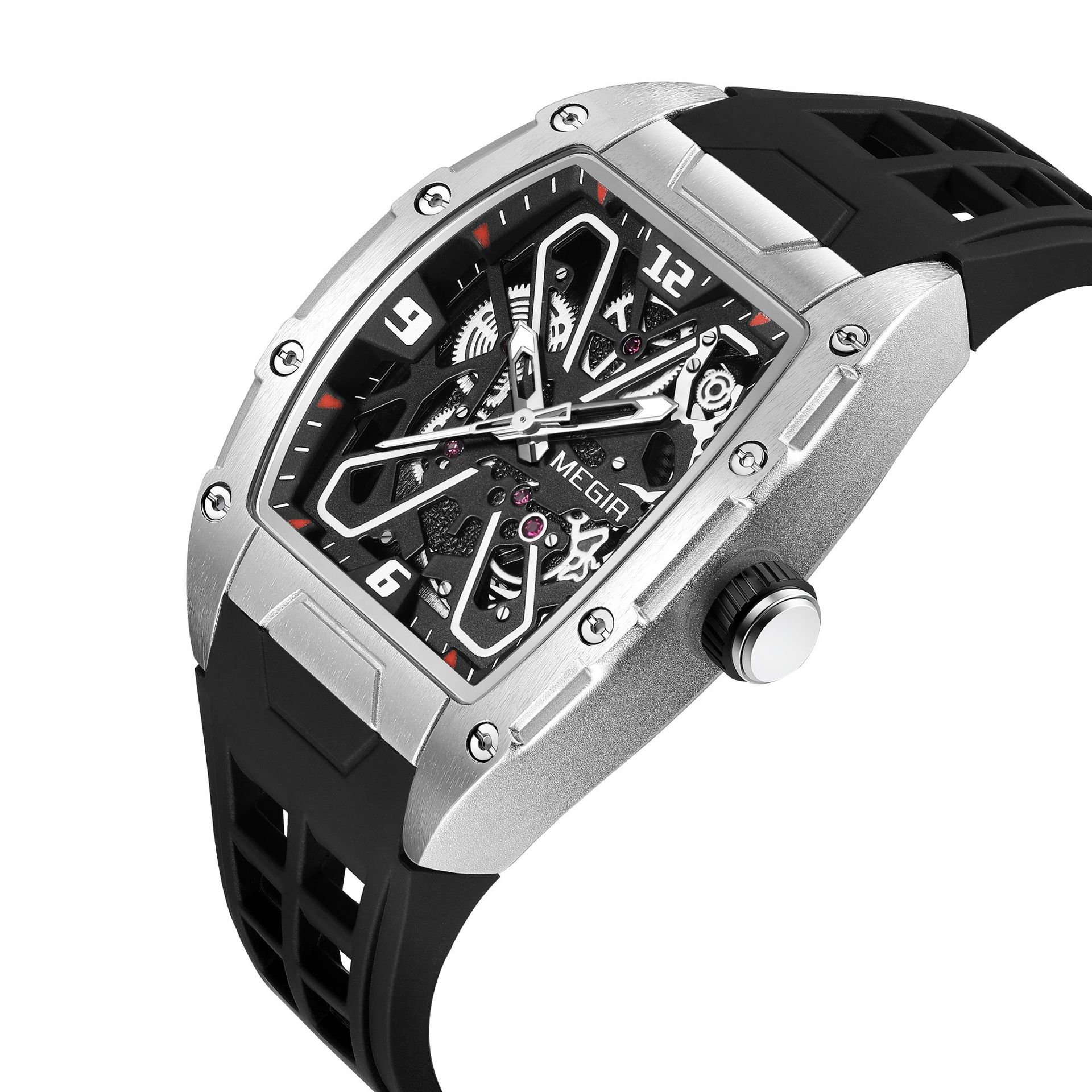 Mens Mechanical Watch - Modieus uitgehold wijntrommel populair MEGIR volautomatisch