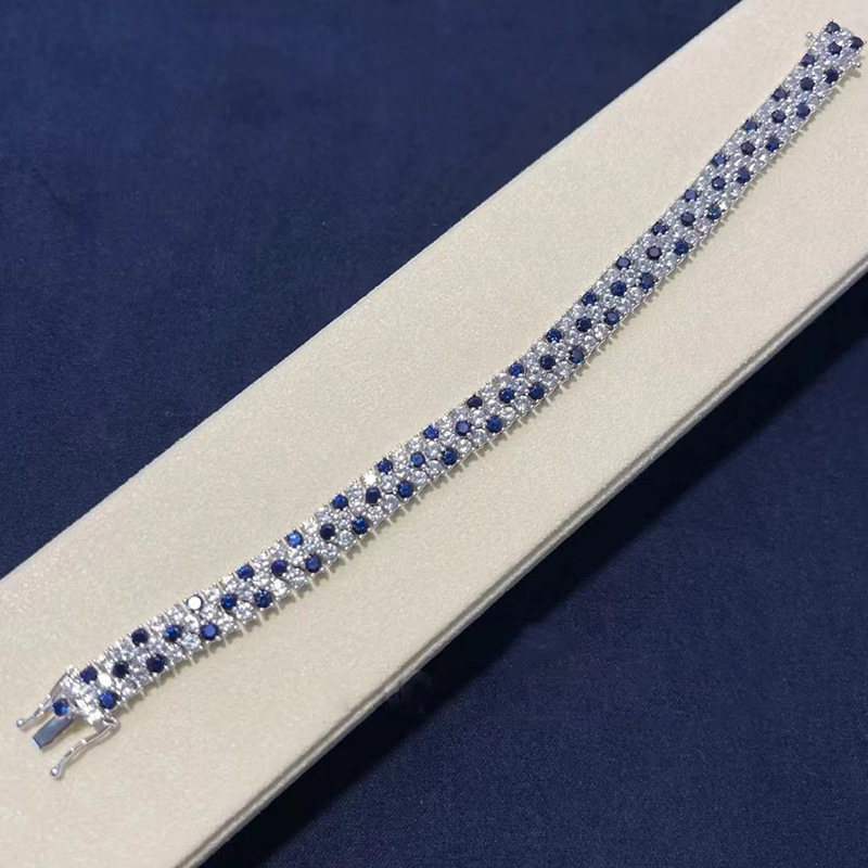 Dames Dubbele Rij Blauw-Witte  - Tennis Bracelet Cubic recensie en prijs