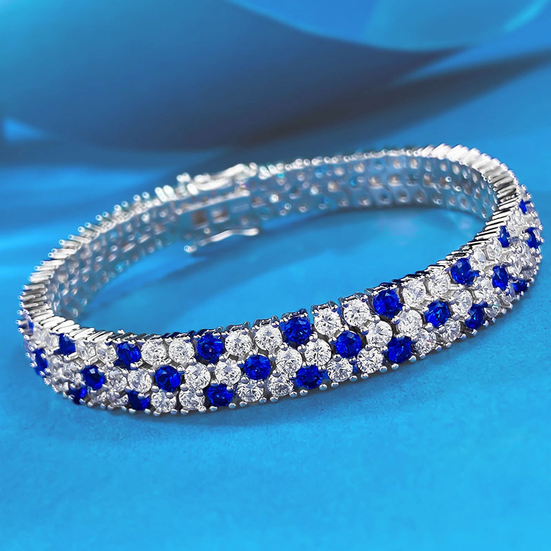 Dames Dubbele Rij Blauw-Witte  - Tennis Bracelet Cubic recensie en prijs
