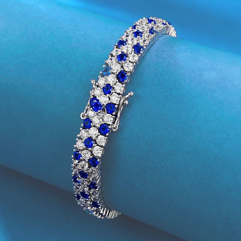 Dames Dubbele Rij Blauw-Witte  - Tennis Bracelet Cubic recensie en prijs